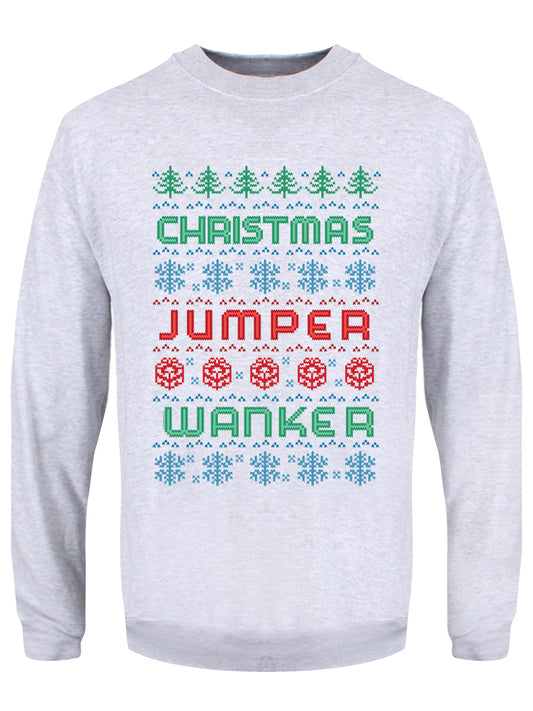 Christmas Jumper Wanker Men's Grey Christmas Jumper