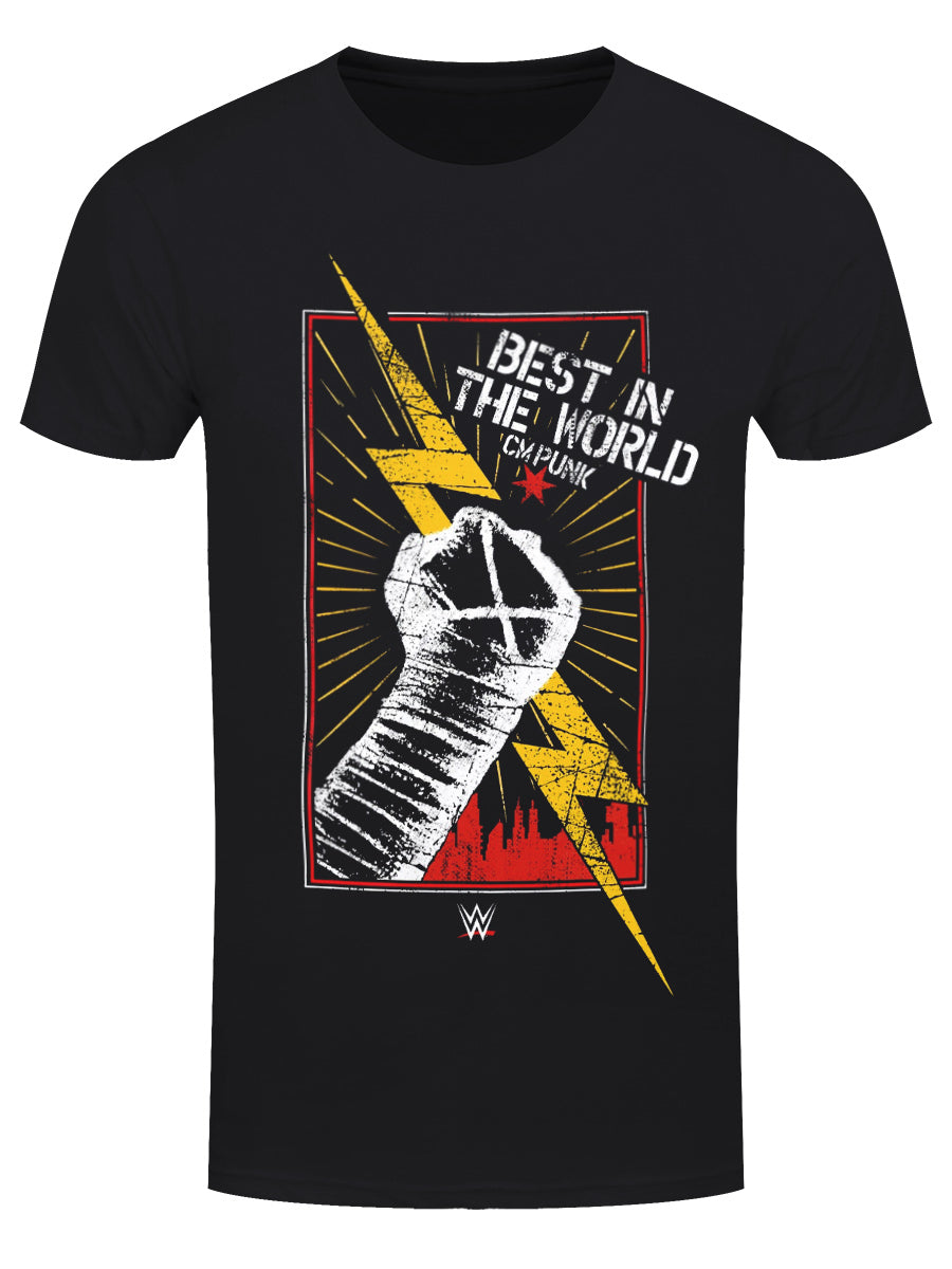 WWE CM Punk Bolt Men's Black T-Shirt