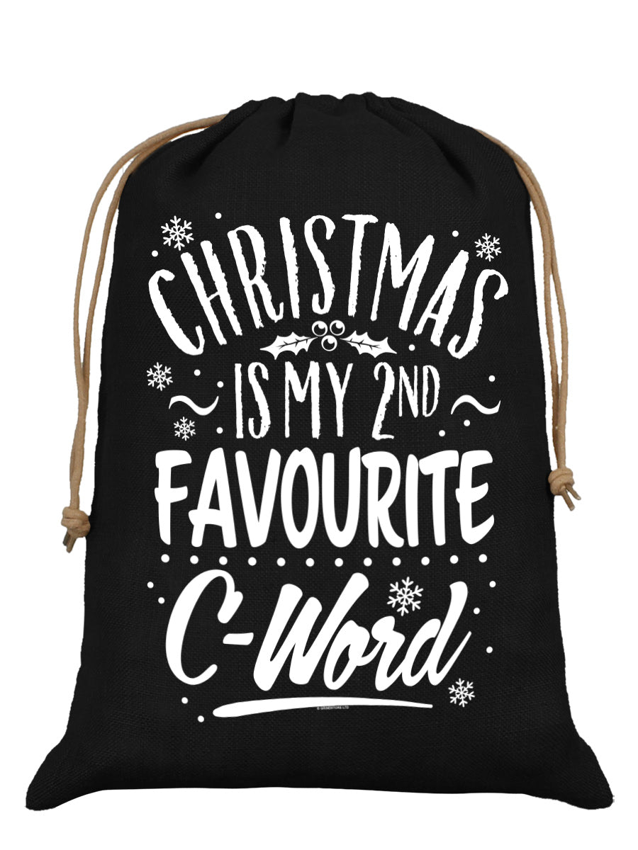 Christmas Is My 2nd Favourite C-Word Black Hessian Santa Sack