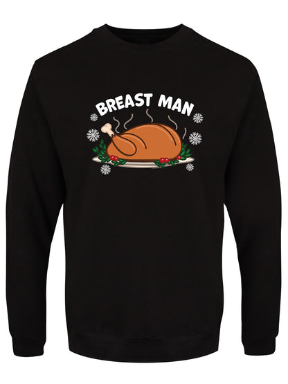Breast Man Men's Black Christmas Jumper