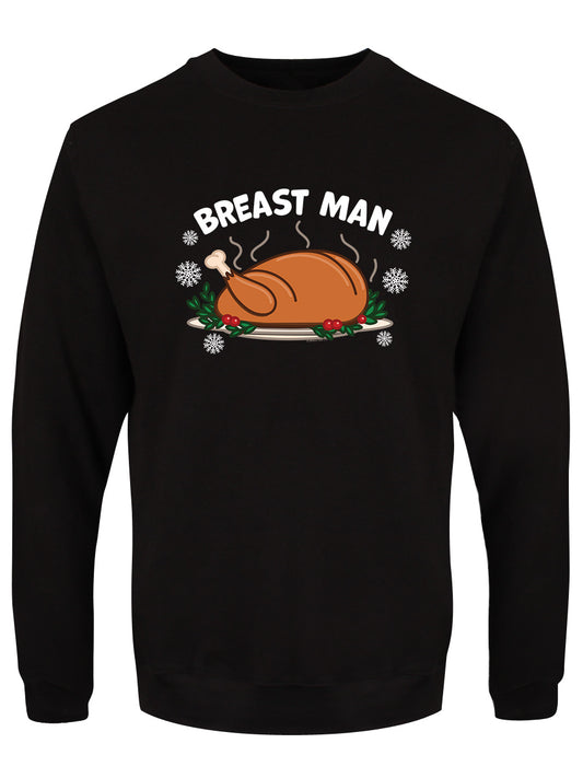 Breast Man Men's Black Christmas Jumper
