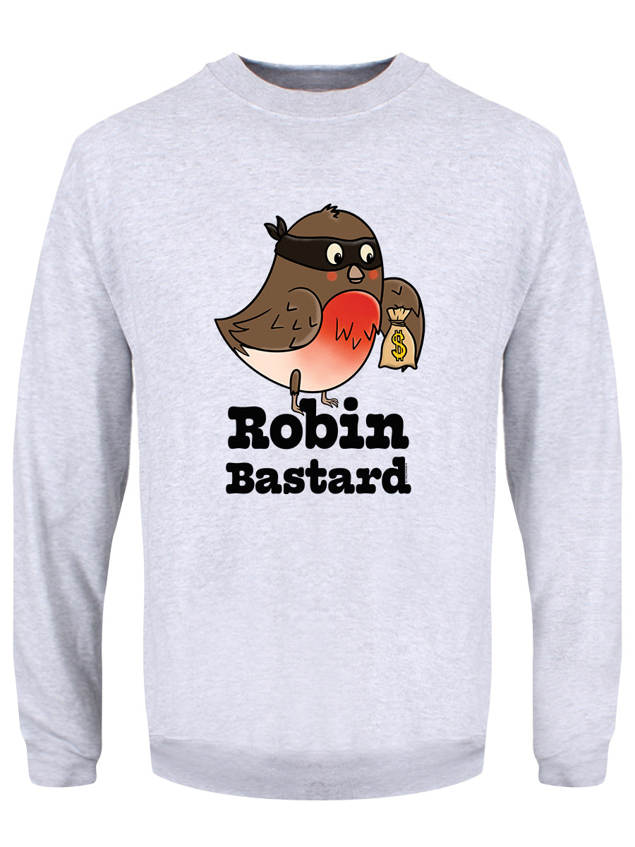 Robin Bastard Men's Grey Christmas Jumper