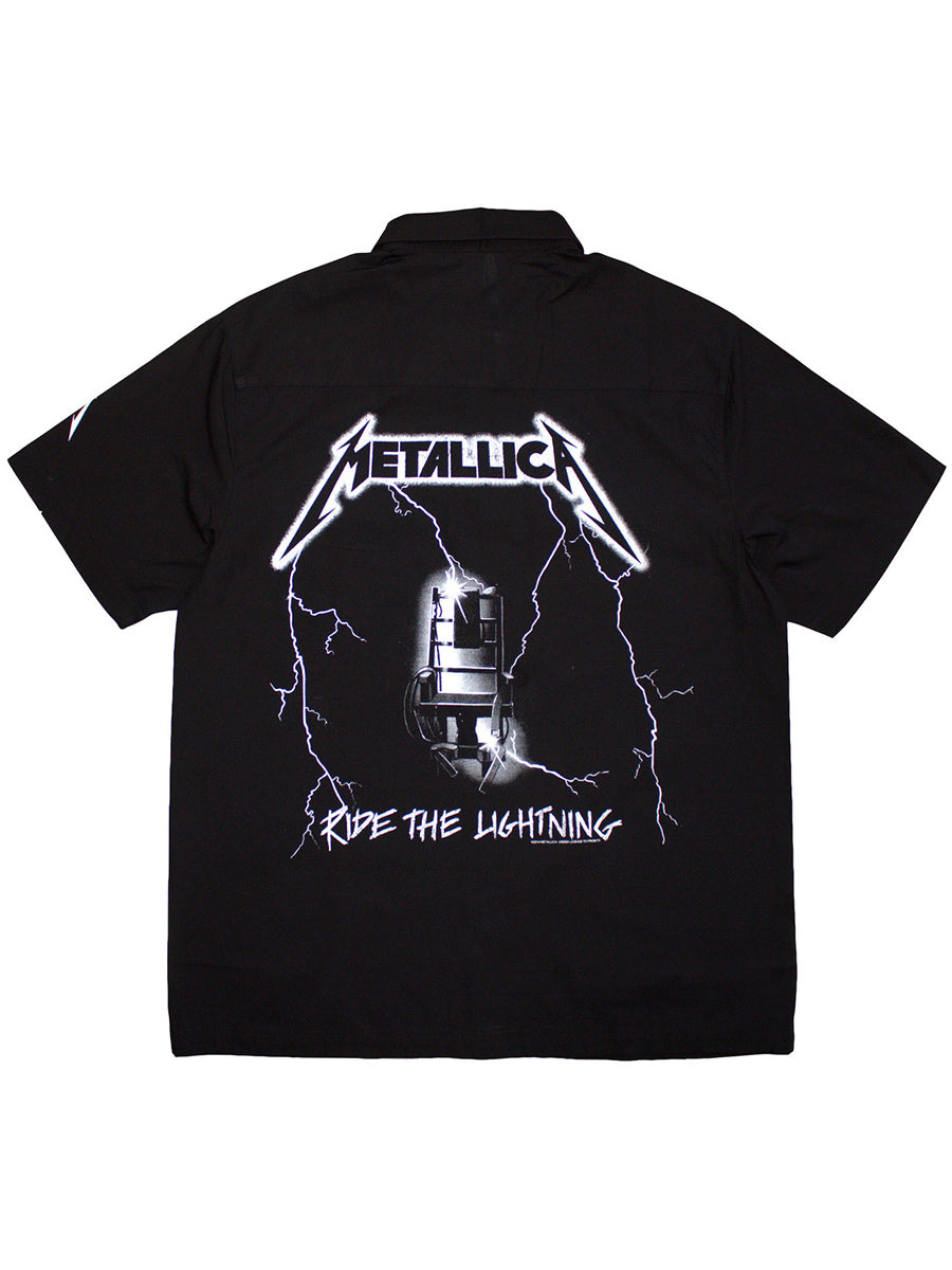 RIDE バンドTシャツ ブラックLSize Metallica Ride The Lightning Men's Black Shirt (Back & Sleeve Print)