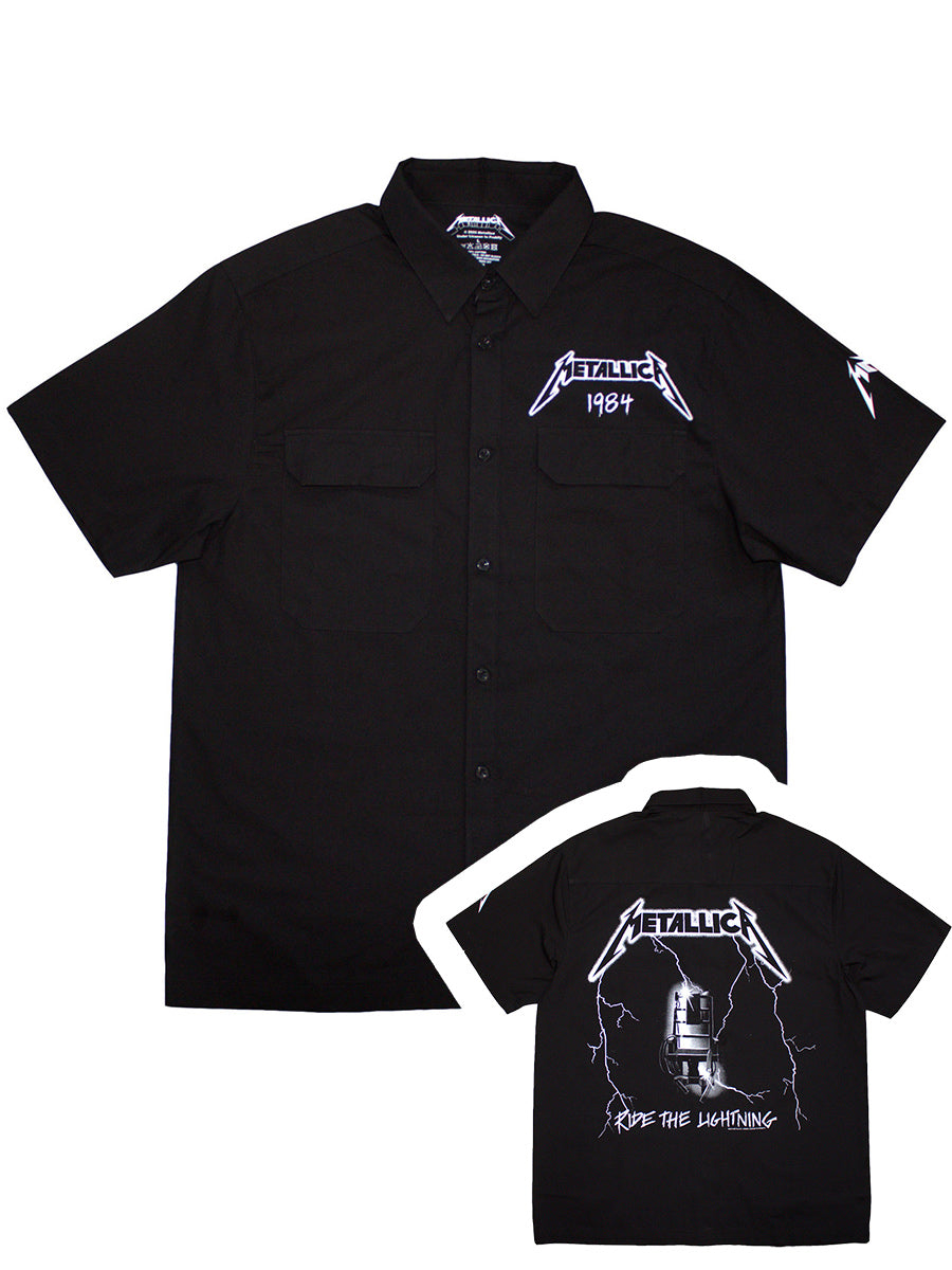 Metallica Ride The Lightning Men's Black Shirt (Back & Sleeve Print)