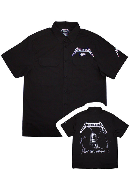 Metallica Ride The Lightning Men's Black Shirt (Back & Sleeve Print)