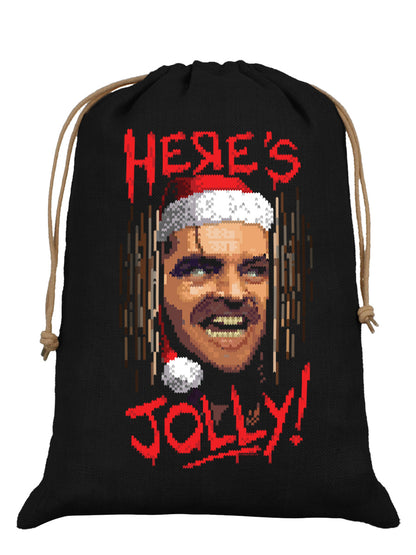 Here's Jolly Black Hessian Santa Sack