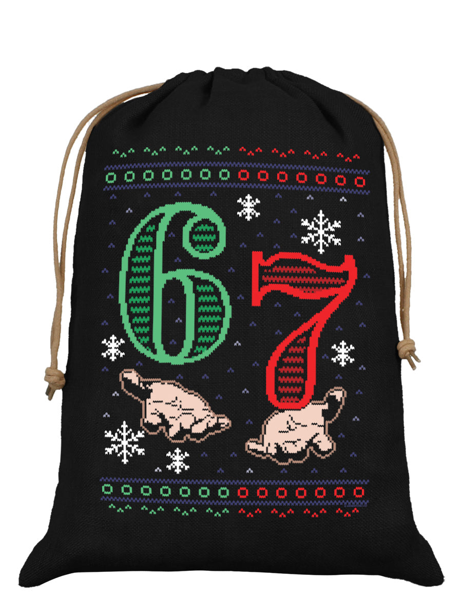 Six Seven Black Hessian Santa Sack