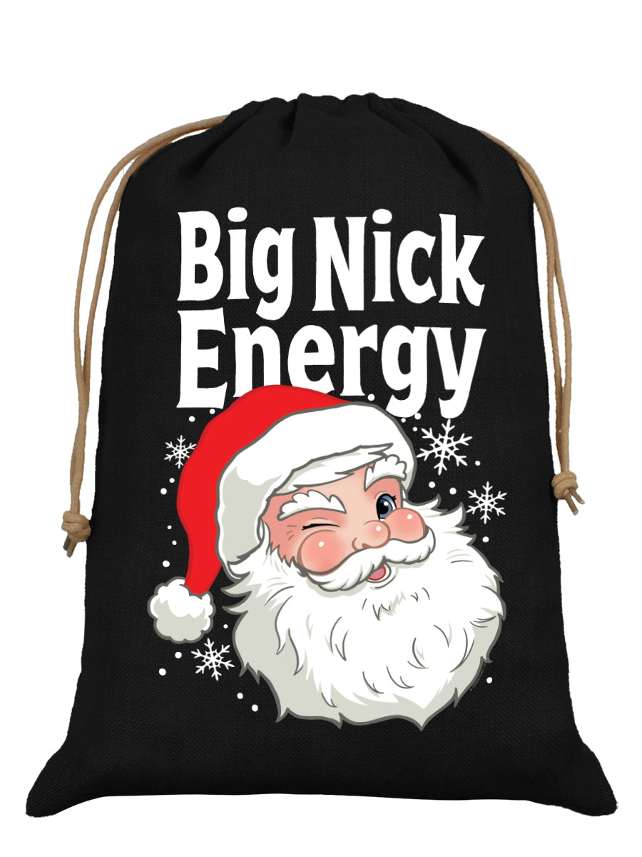 Big Nick Energy Black Hessian Santa Sack