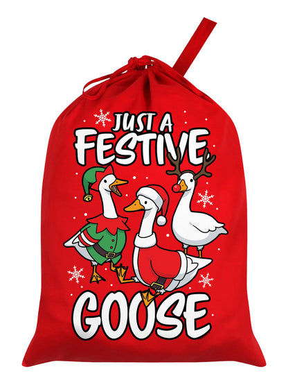 Just A Festive Goose Red Santa Sack