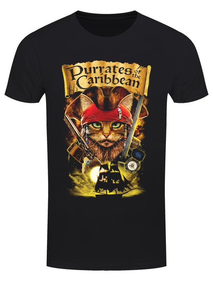 Horror Cats Purrates of The Caribbean Men's Black T-Shirt