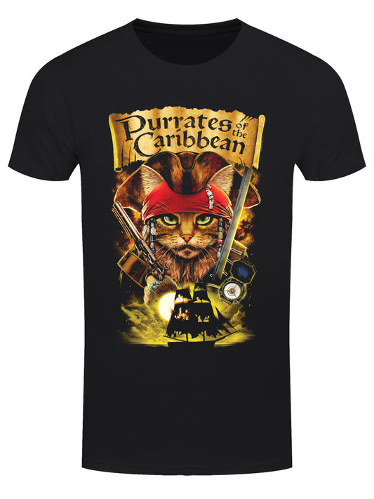 Horror Cats Purrates of The Caribbean Men's Black T-Shirt