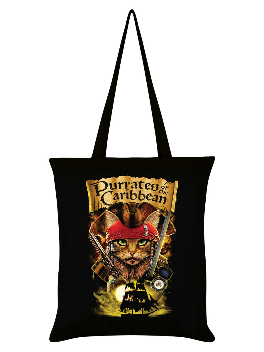 Horror Cats Purrates of The Caribbean Black Tote Bag