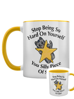 Stop Being So Hard On Yourself You Silly Piece Of Shit Yellow Inner 2-Tone Mug