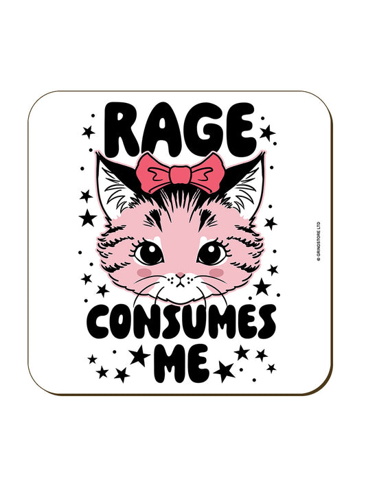 Kitsch Kitten Rage Consumes Me Square Coaster
