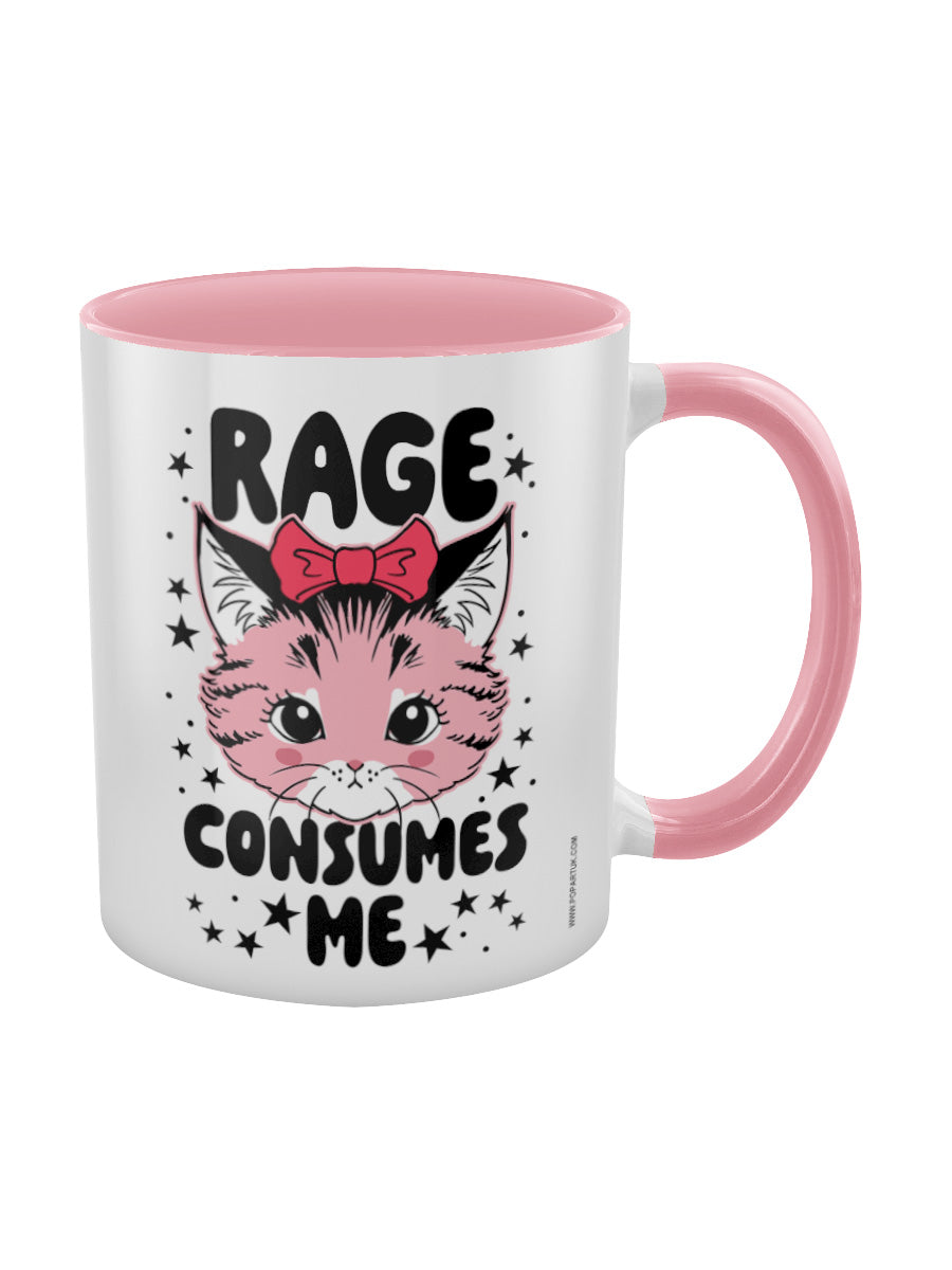 Kitsch Kitten Rage Consumes Me Pink Inner 2-Tone Mug