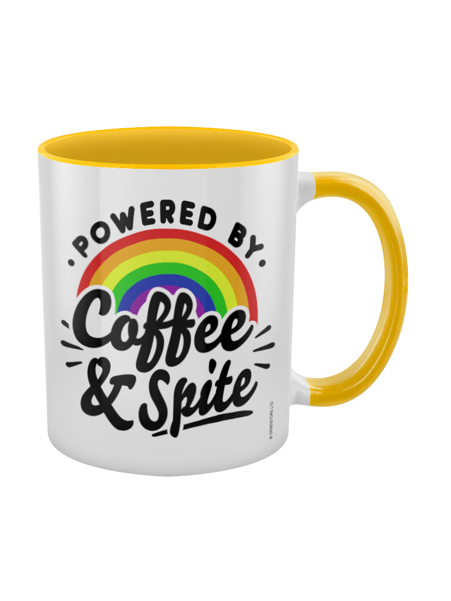 Powered By Coffee & Spite Yellow Inner 2-Tone Mug