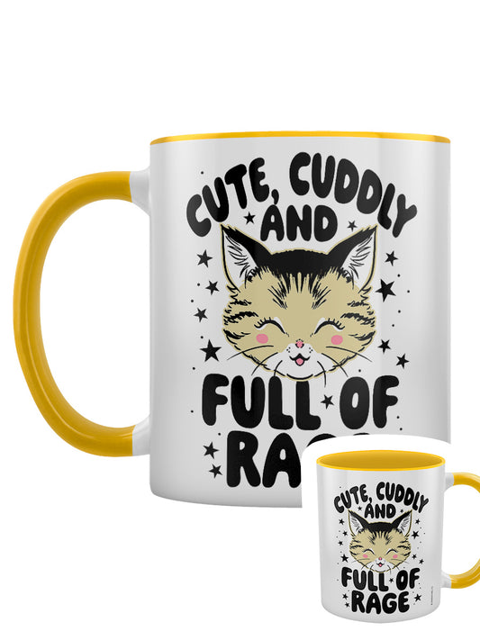 Kitsch Kitten Cute, Cuddly & Full Of Rage Yellow Inner 2-Tone Mug