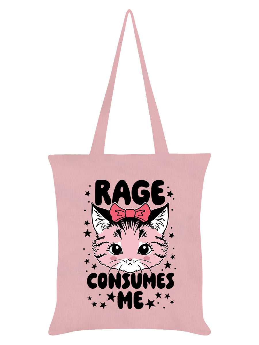 Kitsch Kitten Rage Consumes Me Pale Pink Tote Bag