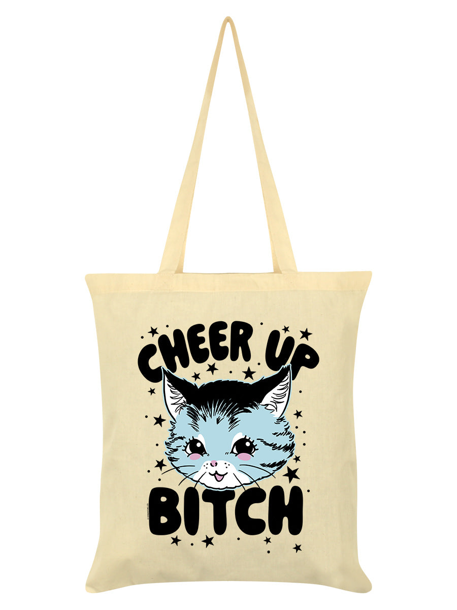 Kitsch Kitten Cheer Up Bitch Cream Tote Bag