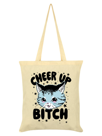 Kitsch Kitten Cheer Up Bitch Cream Tote Bag