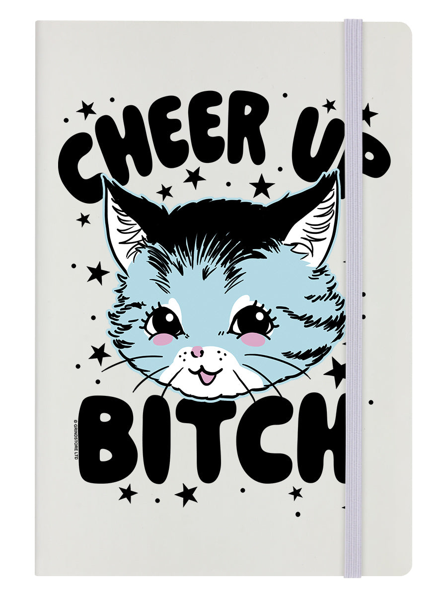 Kitsch Kitten Cheer Up Bitch Cream A5 Hard Cover Notebook