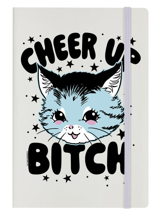 Kitsch Kitten Cheer Up Bitch Cream A5 Hard Cover Notebook