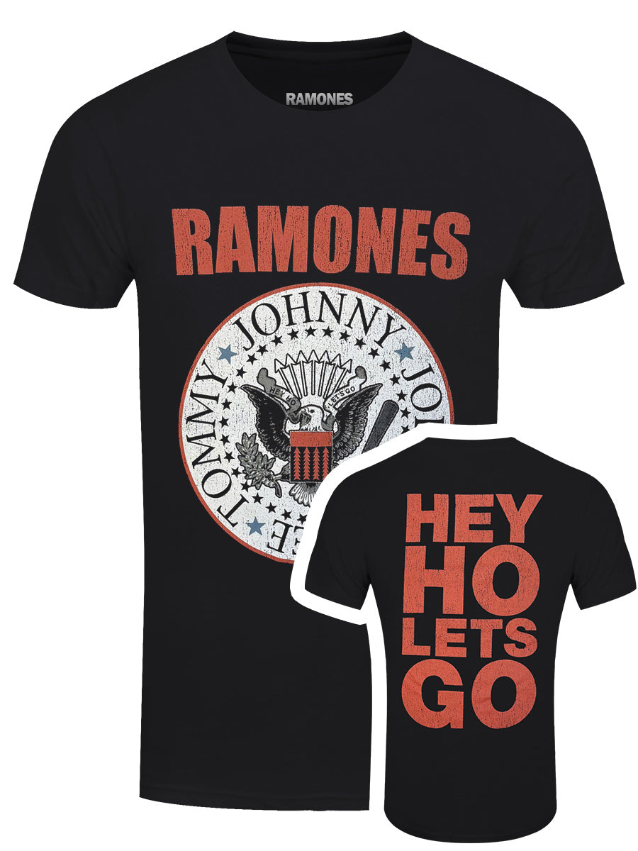 Ramones Hey Ho Red Block Text Men's Black T-Shirt
