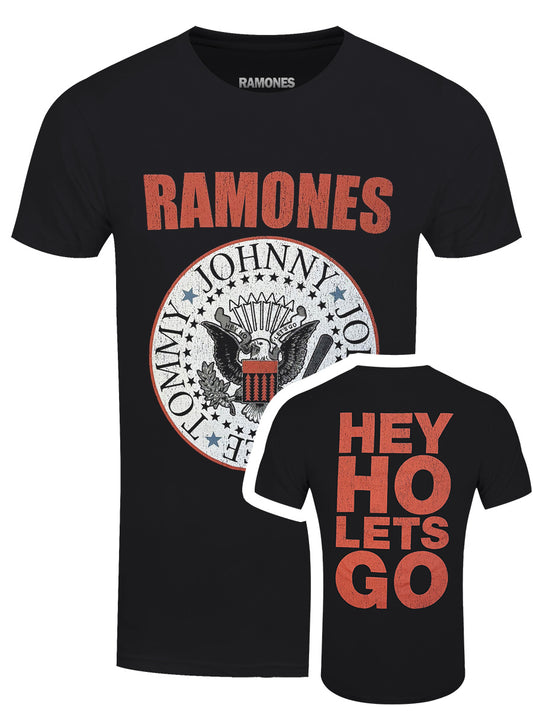 Ramones Hey Ho Red Block Text Men's Black T-Shirt