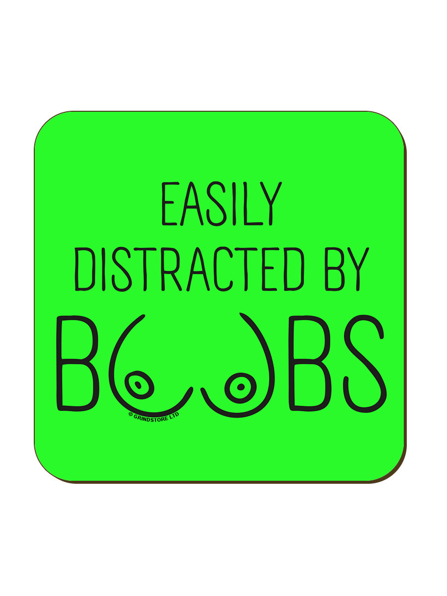 Easily Distracted By Boobs Square Coaster