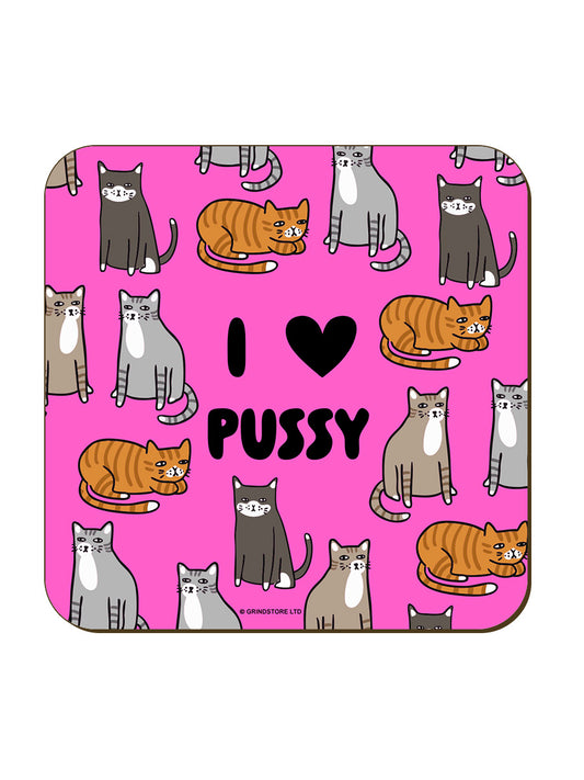 I Love Pussy Square Coaster