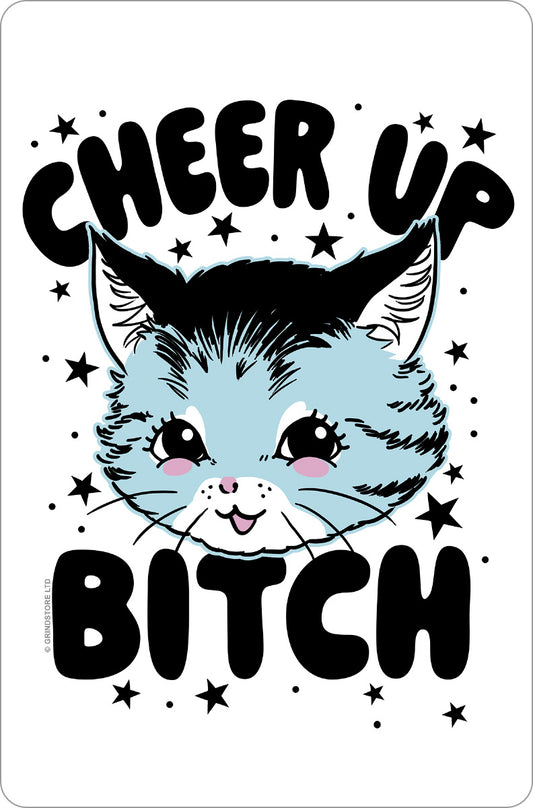 Kitsch Kitten Cheer Up Bitch Greet Tin Card