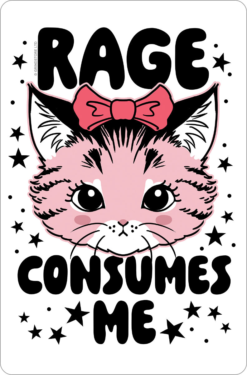 Kitsch Kitten Rage Consumes Me Greet Tin Card