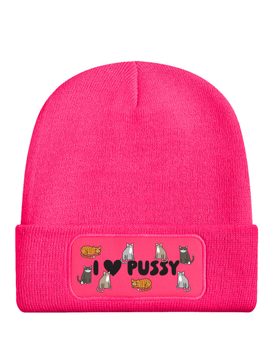 I Love Pussy Pink Beanie
