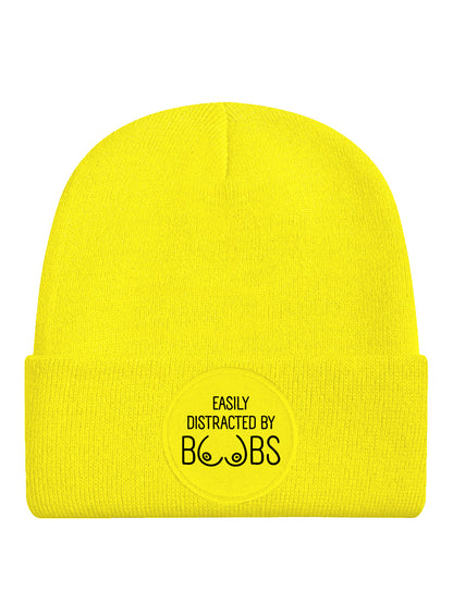 Easily Distracted by Boobs Yellow Beanie