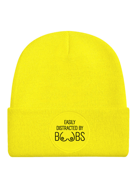 Easily Distracted by Boobs Yellow Beanie