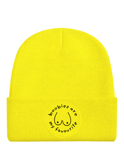 Boobies Are My Favourite Yellow Beanie