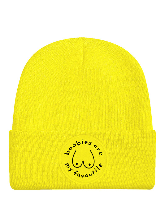 Boobies Are My Favourite Yellow Beanie