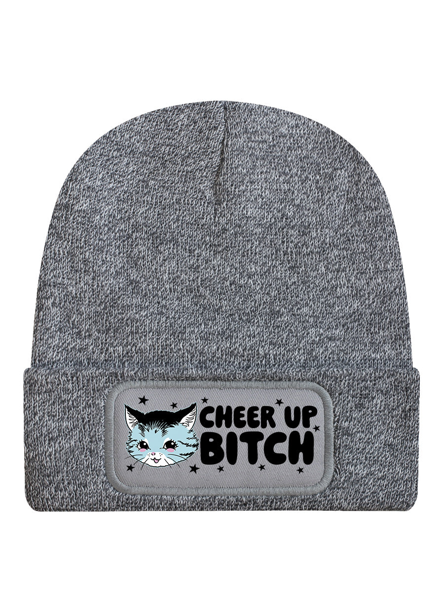 Kitsch Kitten Cheer Up Bitch Heather Grey Beanie