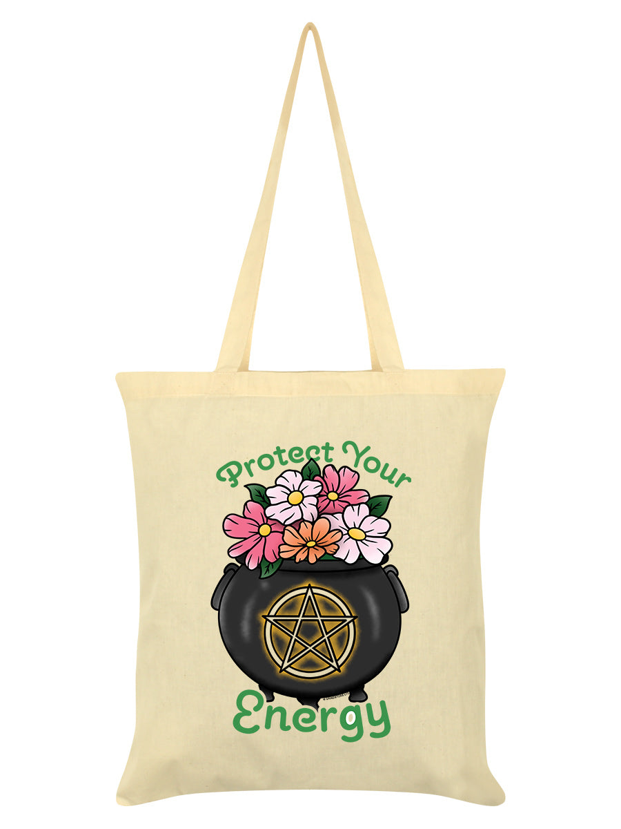 Protect Your Energy Cream Tote Bag