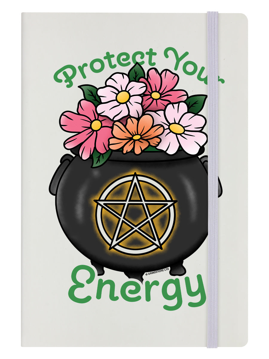 Protect Your Energy Cream A5 Hard Cover Notebook