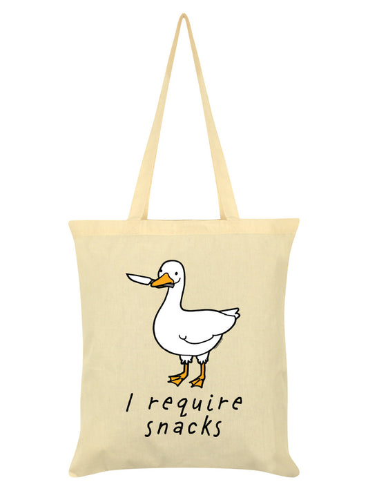 Silly Goose I Require Snacks Cream Tote Bag