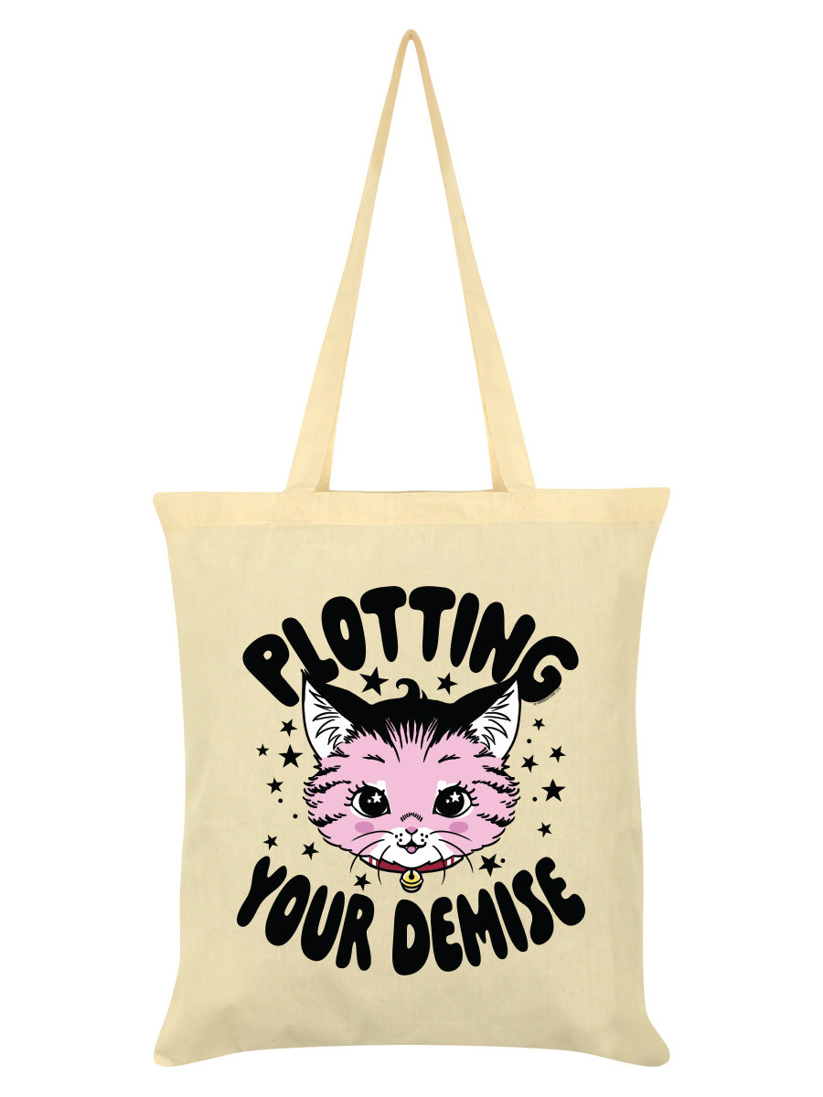 Kitsch Kitten Plotting Your Demise Cream Tote Bag