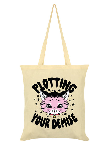 Kitsch Kitten Plotting Your Demise Cream Tote Bag