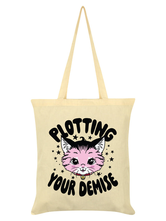 Kitsch Kitten Plotting Your Demise Cream Tote Bag