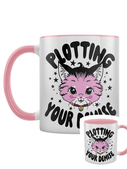 Kitsch Kitten Plotting Your Demise Pink Inner 2-Tone Mug