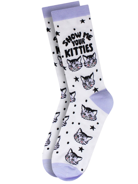 Twisted Soles Kitsch Kitten Show Me Your Kitties Novelty Adult Socks (1 Pair) Size UK 8-12