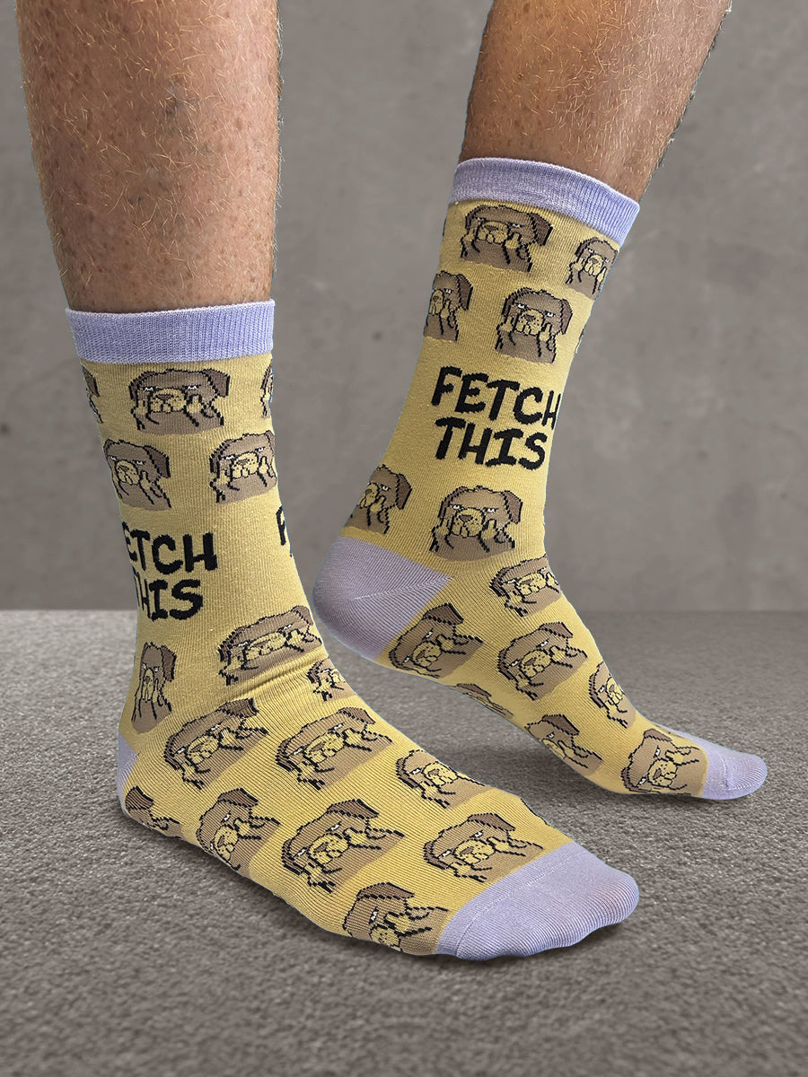 Twisted Soles Fetch This Novelty Adult Socks (1 Pair) UK 8-12