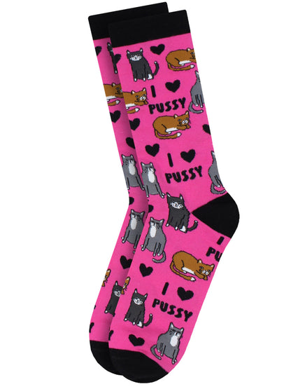 Twisted Soles I Love Pussy Novelty Adult Socks (1 Pair) UK 8-12