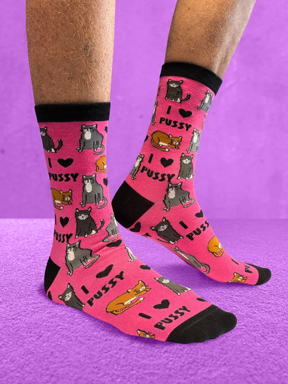 Twisted Soles I Love Pussy Novelty Adult Socks (1 Pair) UK 8-12