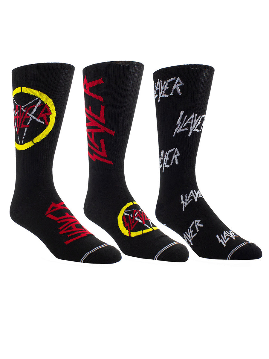 Slayer Logos Socks with Guitar Shaped Gift Tin - 3 Pairs (UK Size 6.5 - 11)